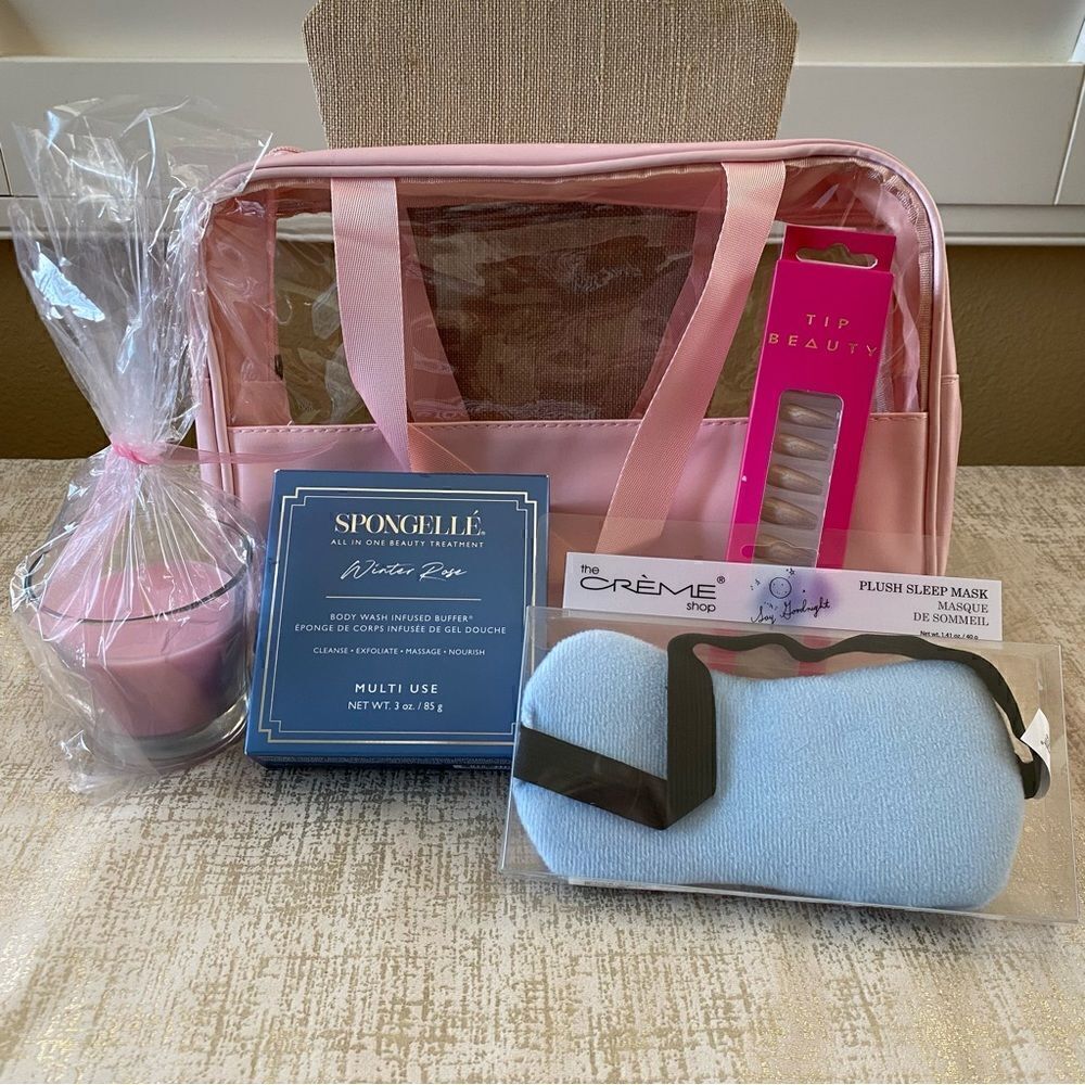 Spongelle Body Buffer, Creme Sleep Mask, & Tip Beauty Nail Spa Bundle. All New!